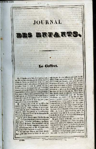 Le Journal des Enfans - extrait du tome 5 - 5eme anne - Le coffret par Stphen de la Madelaine - Thomas Muller par Alissan de Chazet - Recrations de l'cole militaire : Bataille de Bouvines par Antonin de Villars - Aventures amphibies de Robert-Robert e