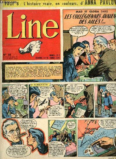Line - n 58 - semaine du 19 au 26 avril 1956 - Anna Pavlova - Le secret du pichet bleu - ...