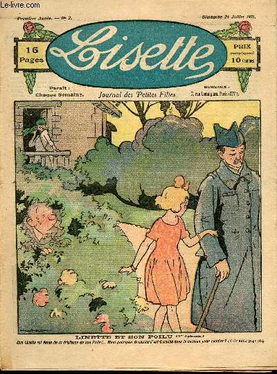 Lisette - n 2 - 24 juillet 1921 - Crac ! dans l'oeil par Christiane Valgrand - Gontran le cruel - Chez Madame Trotte-menu par Daisy - La petite fille de Troyon - ...