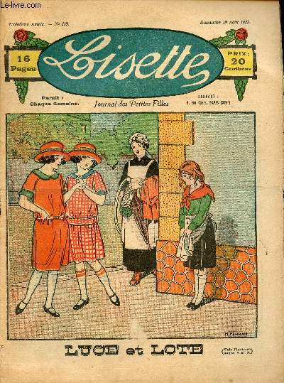 Lisette - n 110 - 19 aot 1923 - Annie aime les aventures par Amerot - Luce et Lote par Ferran - Le jardin japonais par Valgrand - ...
