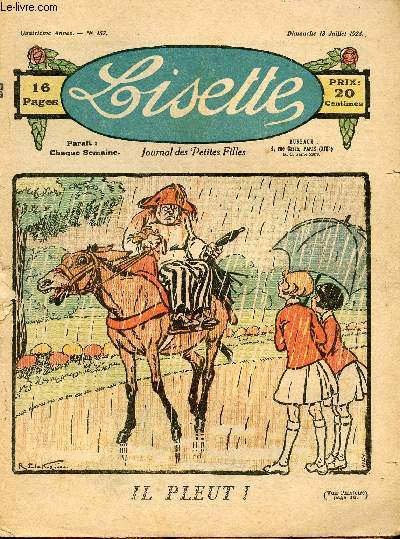 Lisette - n 157 - 13 juillet 1924 - Madeleine et Berthe par Dot - Clairon par Cervires - Piteux retour par Valgrand - Yabs la phnicienne par Henry - Il pleut ...