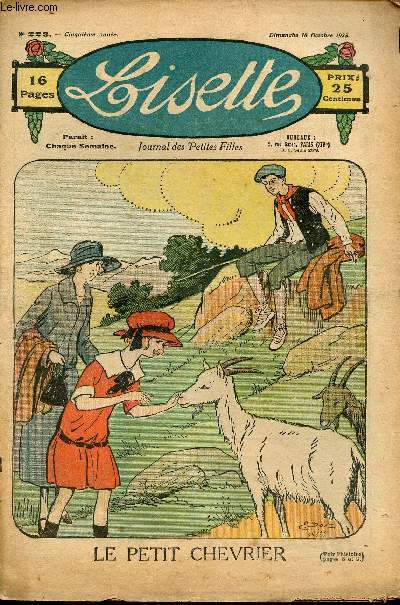 Lisette - n 223 - 18 octobre 1925 - Le petit bonnet de laine par May - La remplaante par Henry - Le petit chevrier par Dot - La belle enseigne par Amerot - Bagages par Peronnet - ...