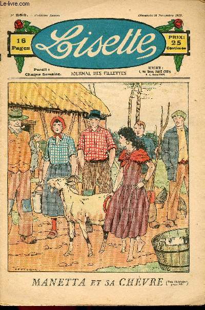Lisette - n 383 - 11 novembre 1928 - La trsor - Les choses voient-elles ? par Marilou - L'ambition de Maykew par Daroux - Quatre-pices par Framboise - Manetta et sa chvre par Levesque - ...