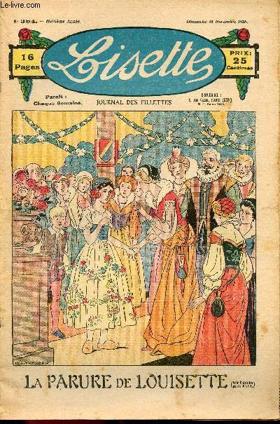 Lisette - n 384 - 18 novembre 1928 - Mlle Touche--tout - Marrons chauds par Gohanne - La parure de Louisette - Ninette et ses amis par Sandrine FB - ...
