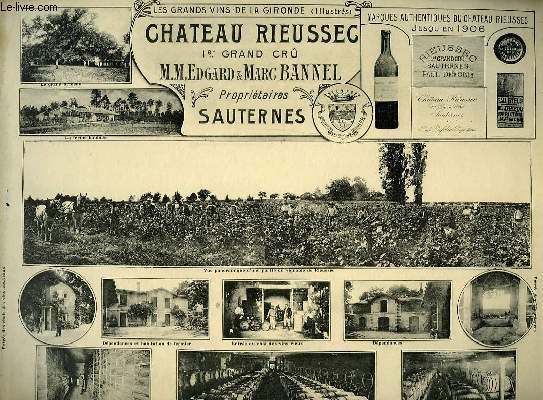 Les grands vins de la Gironde, illustrs. Chteau Rieussec, 1er grand cru
