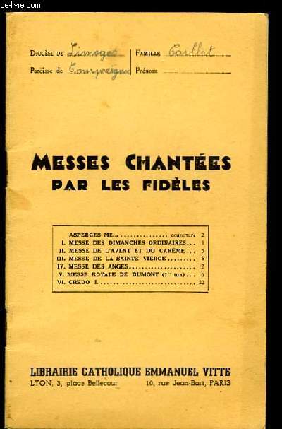 Messes chantes par les Fidles.