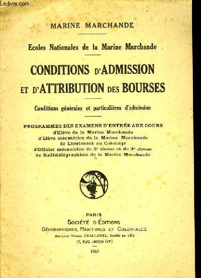 Conditions d'Admission et d'Attribution des Bourses.