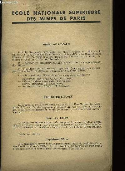 Ecole Nationale Suprieure des Mines de Paris.