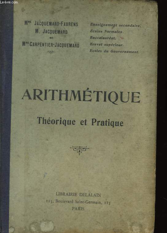 Cours d'arithmtique thorique et pratique.