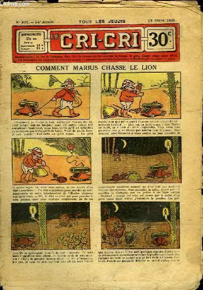 Cri-Cri n651, 14me anne : Comment Marius chasse le Lion.