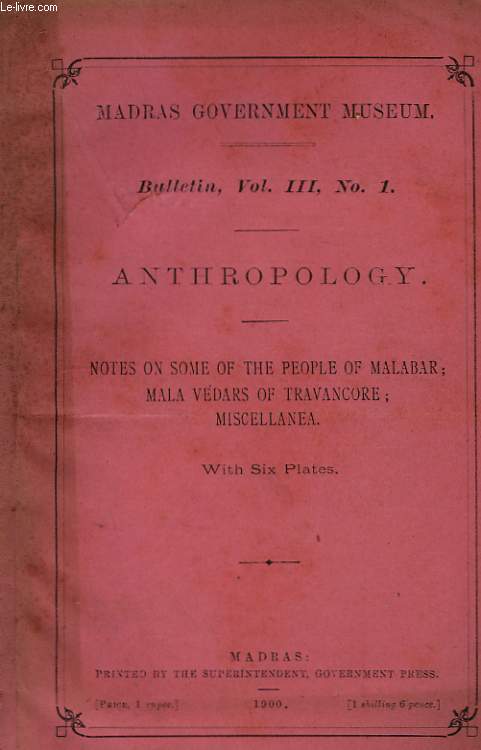 Bulletin; Vol. III, n1 : Anthropology.
