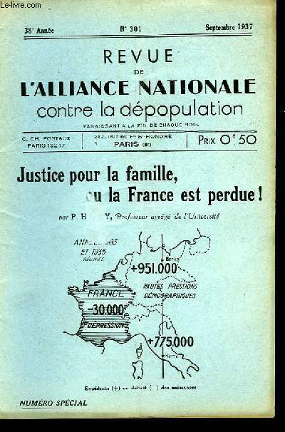 Revue de l'Alliance Nationale contre la Dpopulation. N301, 38me anne.