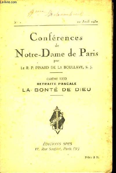 Conférences de Notre-Dame de Paris, n°7 : La Bonté de Dieu.