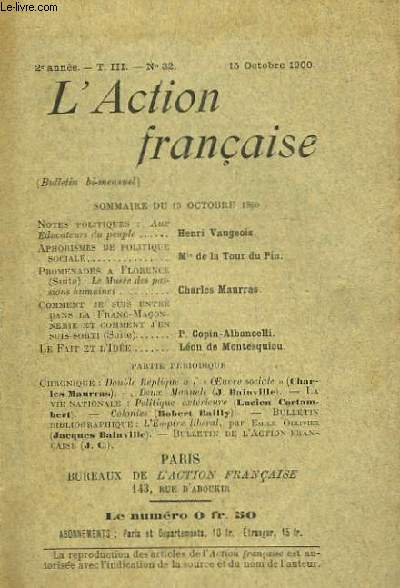 L'Action Franaise n32, 2me anne.