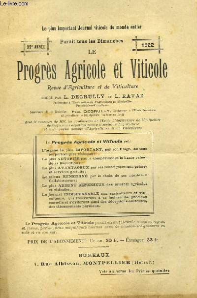 Le Progrs Agricole et Viticole, 39me anne.