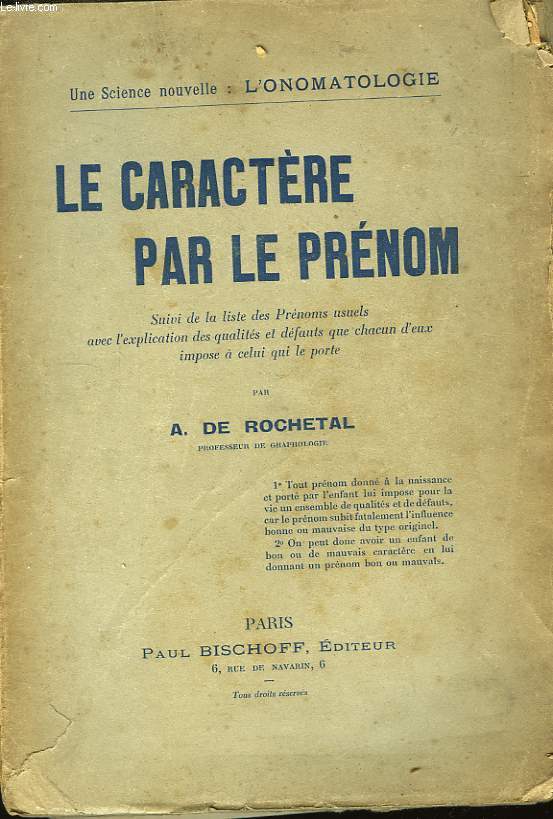 La caractre par le Prnom