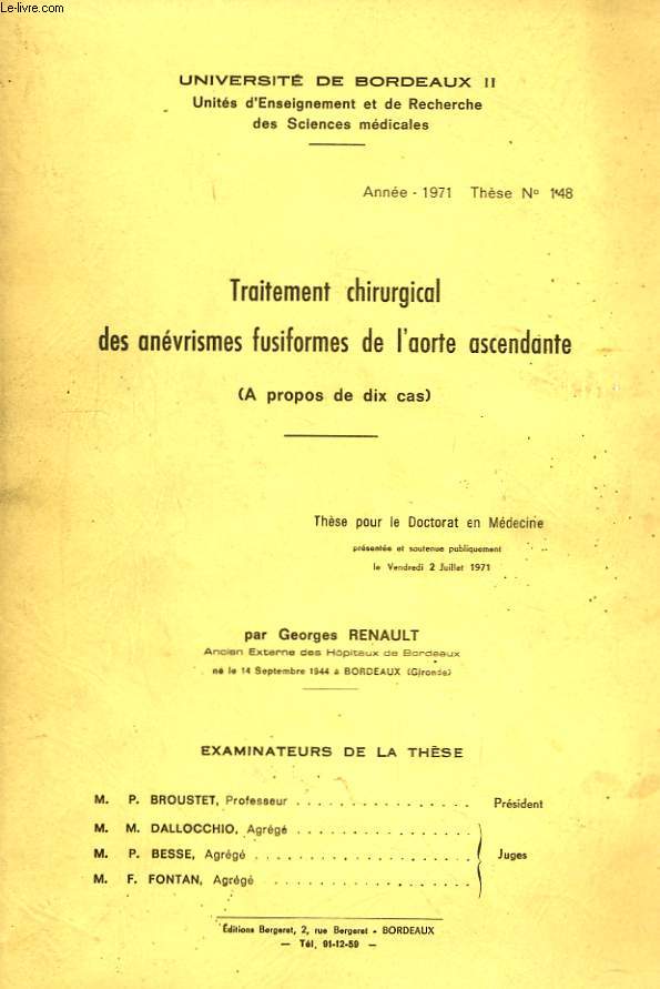 Traitement chirurgical des anvrismes fusiformes de l'aorte ascendante (A propos de 10 cas)