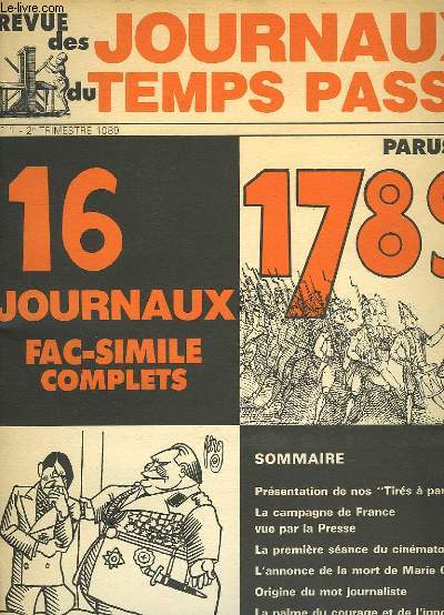 Revue des Journaux du Temps Pass N1 : Journaux de 1789