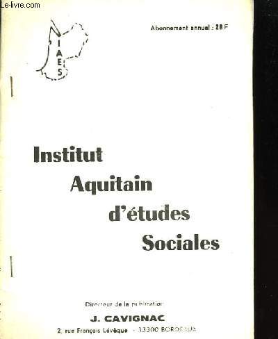 Institut Aquitain d'tudes Sociales. Bulletin N37
