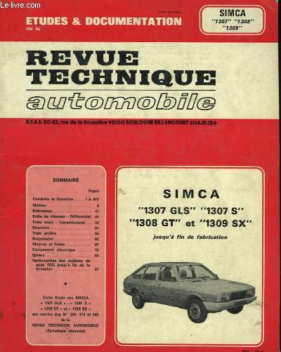 Revue Technique Automobile. Simca, 