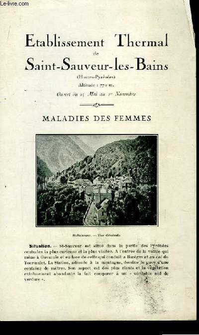 Etablissdements Thermal de Saint-Sauveur-les-Bains. Maladies des Femmes.