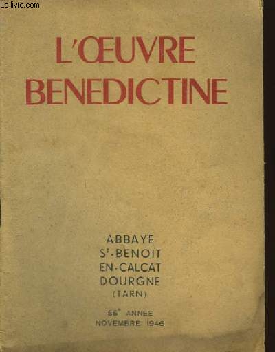 L'Oeuvre Bndictine, N15, 56me anne.