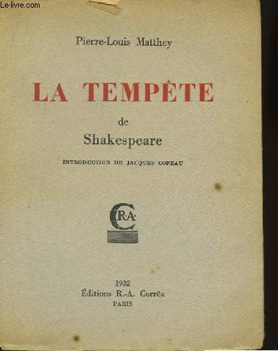 La Tempte de Shakespeare.