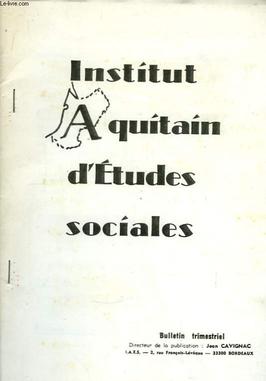 Institut Aquitain d'Etudes Sociales N29
