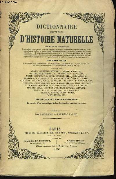 Dictionnaire Universel d'Histoire Naturelle. TOME VII, 1re partie : IB - LO