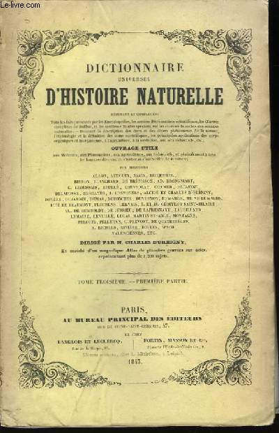 Dictionnaire Universel d'Histoire Naturelle. TOME III, 1re partie : C - CH