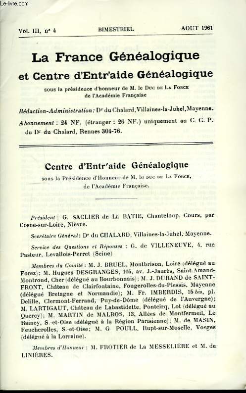 La France Gnalogique N4, vol. III : Les Vittel, Bourgeoisie de Bretagne