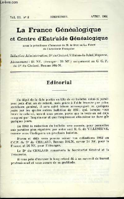 La France Gnalogique. N2, vol. III : Notes sur la famille Le Mansois