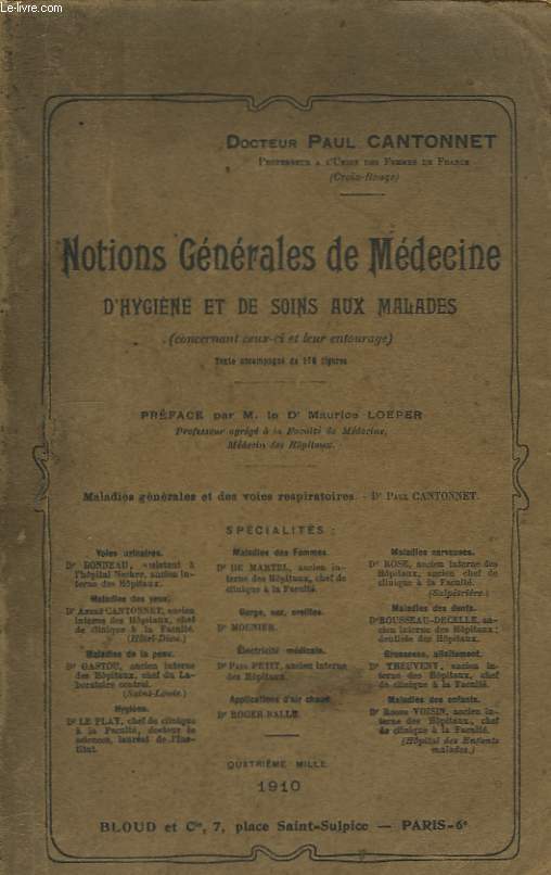 Notions gnrales de Mdecine, d'Hygine et de Soins aux Malades.
