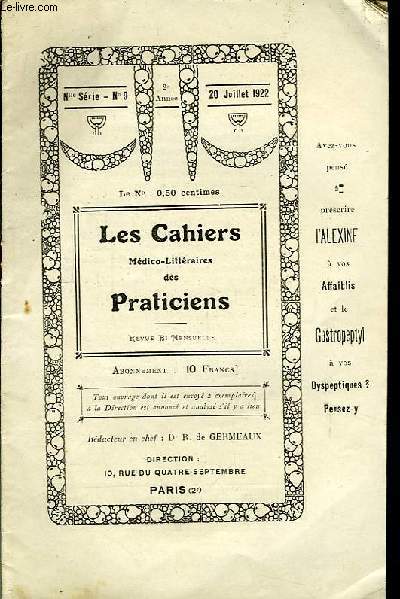 Les Cahiers Mdico-Littraires des Praticiens N9, 2me anne.