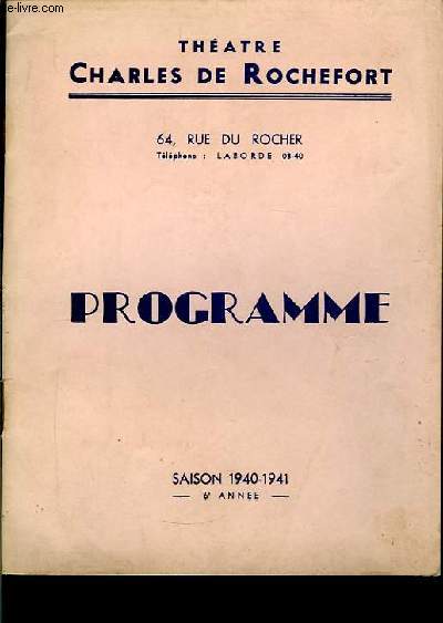 Programme Saison 1940 - 1941 : Dfi
