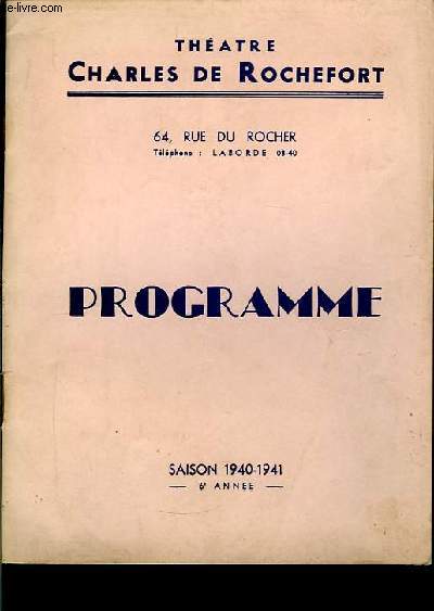 Programme Saison 1940 - 1941 : Dfi
