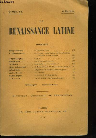 La Renaissance Latine N5, 3me anne.