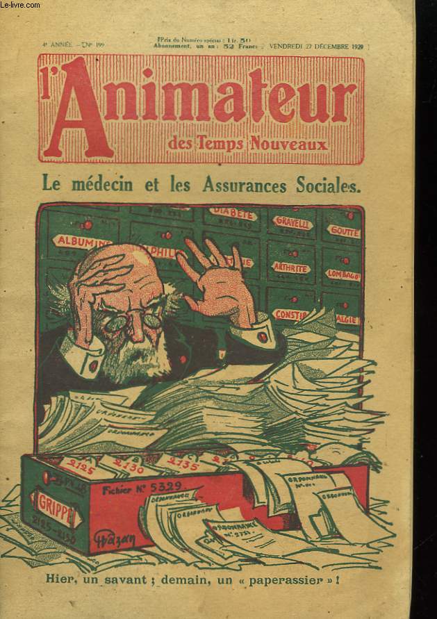 L'Animateur des Temps Nouveaux n199, 4me anne : Le Mdecin et les Assurances Sociales.