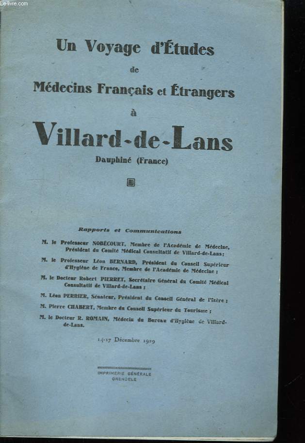 Un Voyage d'Etudes de Mdecins Franais et Etrangers  Villars-de-Lans