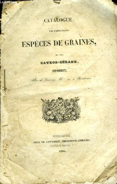 Catalogue des principales espces de graines.