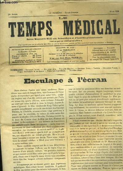 Le Temps Mdical, 15me anne : Esculape  l'cran.