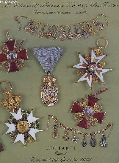 Catalogue de vente aux enchres d'Ordres de Chevalerie et dcorations.