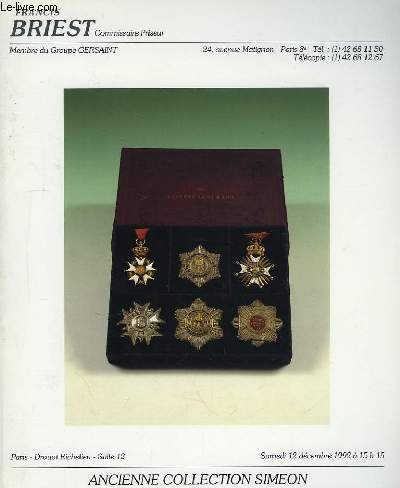 Catalogue de l'Ancienne Collection Simeon.