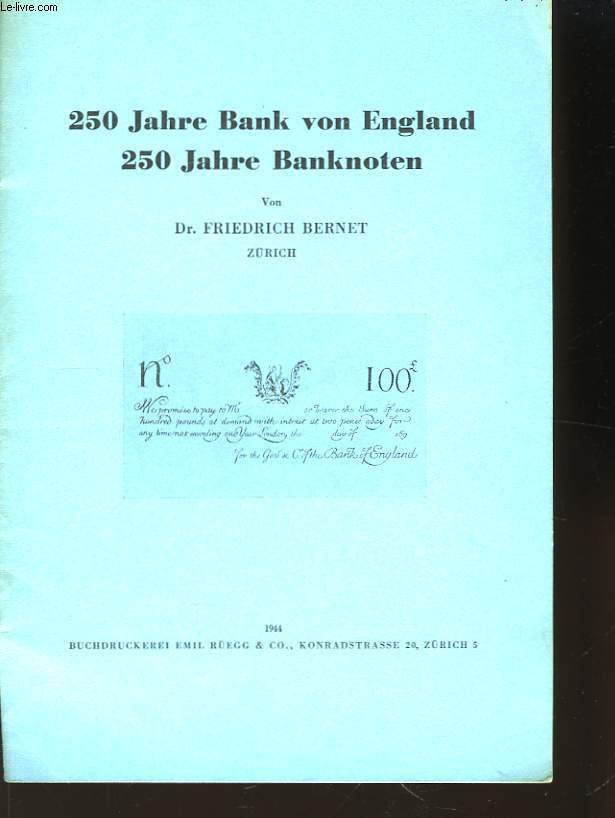 250 Jahre Bank von England - 250 Jahre Banknoten