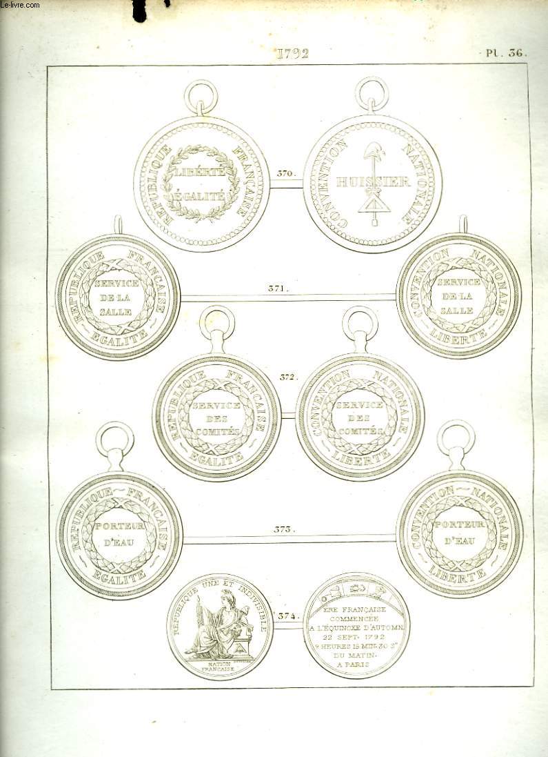 Histoire Numismatique de la Rvolution Franaise. Planche N36 : 1792