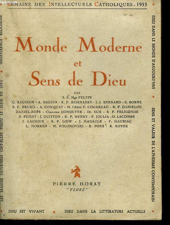 Monde Moderne et Sens de Dieu.