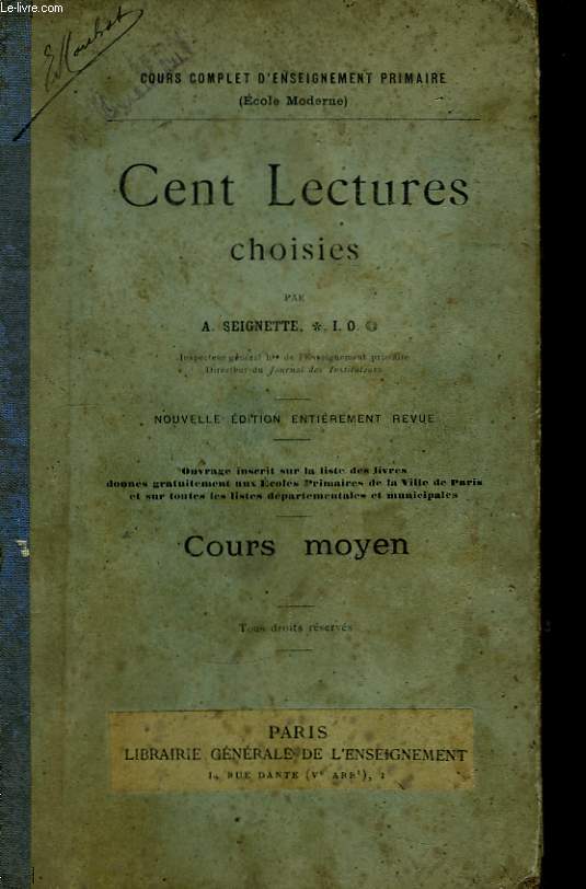 Cent Lectures choisies. Cours Moyen
