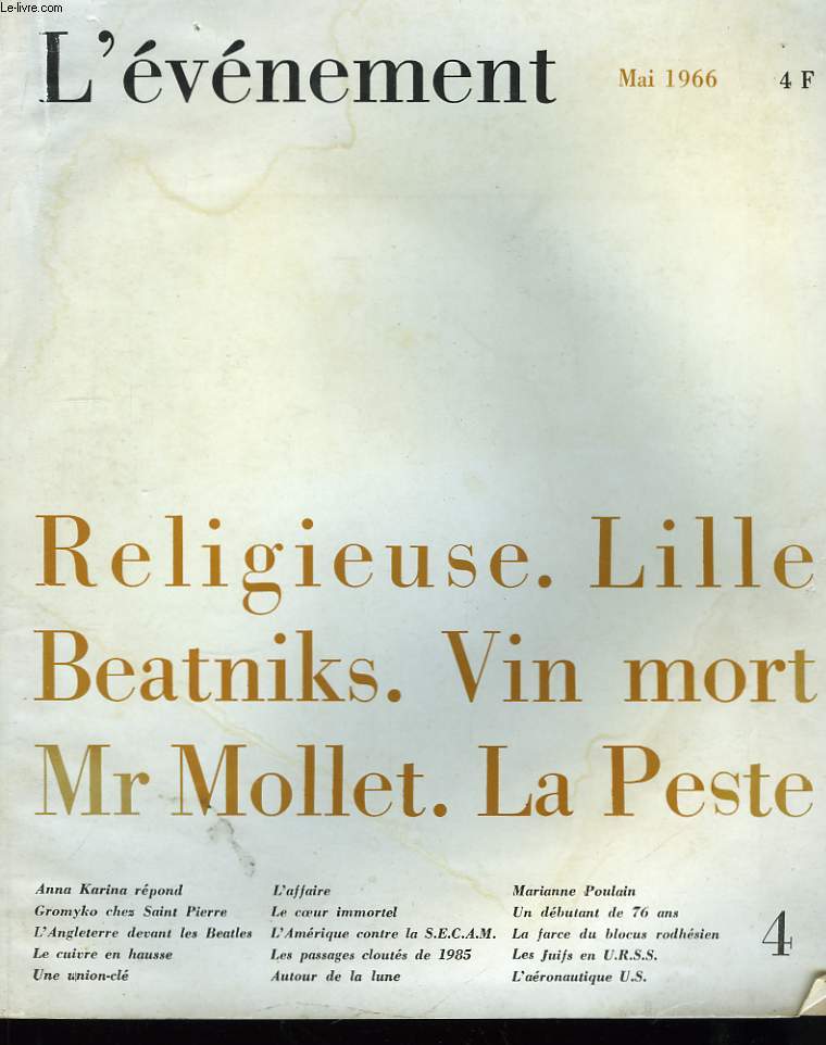 L'Evnement N4 : Religieuse - Lille - Beatniks - Vin Mort - Mr Mollet - La Peste.