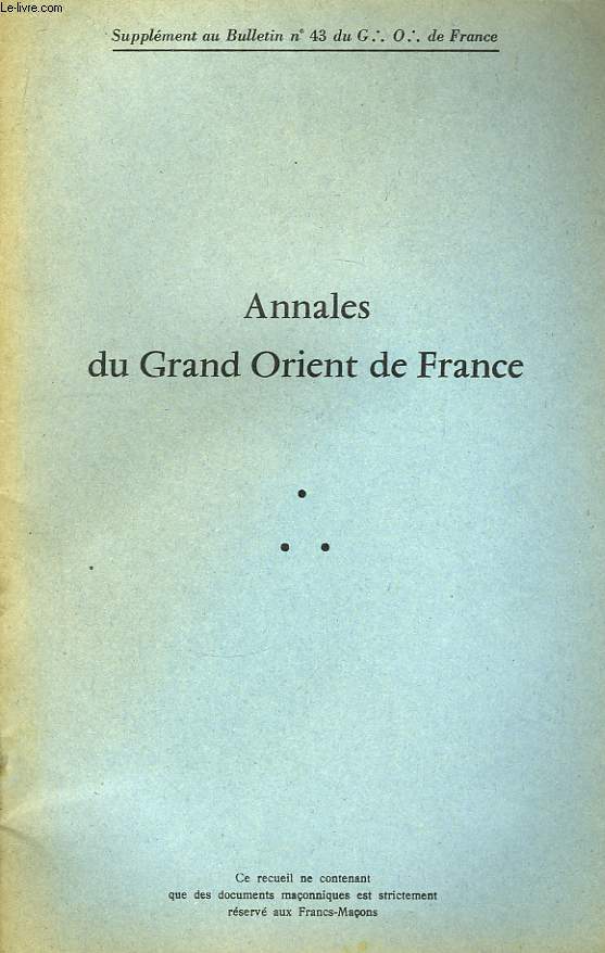 Annales du Grand Orient de France. N43