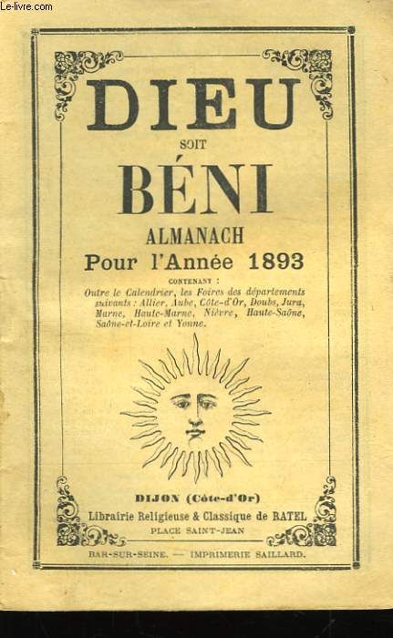 Dieu Soit Bni. Almanach pour l'Anne 1893